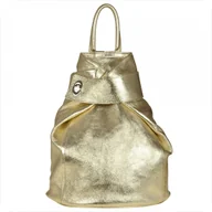 Torebki damskie - Zgrabny plecak skórzany damski złoty metaliczny - miniaturka - grafika 1