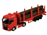 Samochody i pojazdy dla dzieci - WELLY MAN TGX XXL CZERWONY + PRZYCZEPA NA DREWNO 1:64 68011 - miniaturka - grafika 1