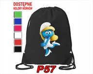 Torby szkolne - WOREK SZKOLNY NA WF BUTY SPORTOWY DLA DZIECKA SMERFY 5 WZORÓW + IMIĘ - miniaturka - grafika 1