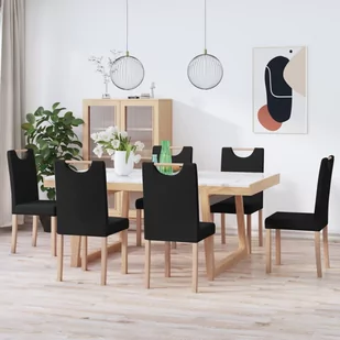 vidaXL Lumarko Obrotowe krzesła stołowe, 6 szt., czarne, obite tkaniną 3087464 - Krzesła - miniaturka - grafika 1
