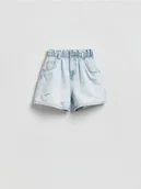 Sukienki i spódniczki dla dziewczynek - Reserved - Jeansowe szorty paperbag - niebieski - miniaturka - grafika 1