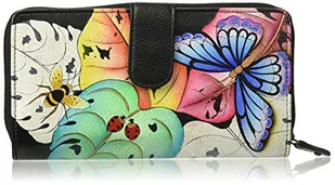 Anna by Anuschka Damski ręcznie malowany portfel z prawdziwej skóry, dwa składane, piękne liście, jeden rozmiar - Portfele - miniaturka - grafika 1