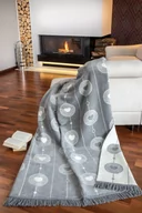 Koce - Koc bawełniany akrylowy 150x200 1387/1 szary biały serca narzuta pled - miniaturka - grafika 1