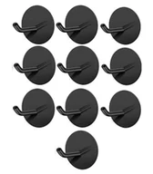 Ręczniki - zestaw 10 wieszaków na ręczniki [okrągłych] bez wiercenia do łazienki, toalety i kuchni - wielofunkcyjne haczyki [samoprzylepne] - montaż na ścianie haczyki samoprzylepne ze stali nierdzewnej haczyki na szlafroki samoprzylepne haczyki na płaszcze [czarne] - miniaturka - grafika 1