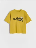 Koszulki dla chłopców - Reserved - Bawełniany t-shirt oversize - zielony - miniaturka - grafika 1