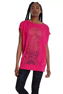 Koszulki i topy damskie - Desigual Damska koszulka Ts_sola, czerwony (Neon Pink 3098), M - grafika 1