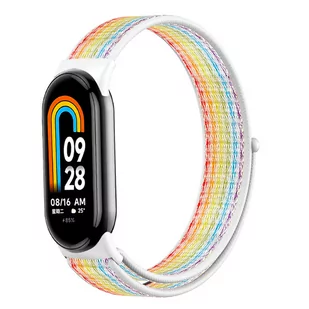 Opaska nylonowa Vanfone do Xiaomi Mi Band 8, biała tęcza - Akcesoria do smartwatchy - miniaturka - grafika 1