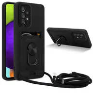 Etui i futerały do telefonów - Łańcuszek na telefon Cadorabo z funkcją podstawki dla Samsung Galaxy A52 (4G / 5G) / A52s w kolorze CZARNYM - silikonowe etui ochronne z regulowanym paskiem na sznurek - miniaturka - grafika 1