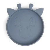 Śliniaki i fartuszki - Nuuroo silikonowy talerzyk obiadowy duży GIRAF Bering Sea - miniaturka - grafika 1