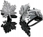 Spinki do mankietów i krawatów - Spinki do mankietów wzór LIŚĆ KLONU SZARY - miniaturka - grafika 1