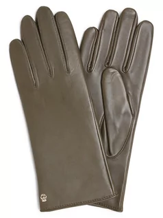 Rękawiczki - ROECKL - Skórzane rękawiczki damskie z dodatkiem kaszmiru, zielony - grafika 1