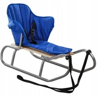 Sanki i ślizgacze - POLSKIE SANKI OPARCIE SREBRNE MATERACYK NIEBIESKI DLA DZIECI MOCNE SOLIDNE - miniaturka - grafika 1