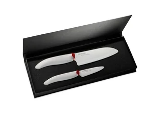 Kyocera Zestaw noży ceramicznych Santoku 14 cm i nóż do obierania 7,5 cm, biała rączka - Noże kuchenne - miniaturka - grafika 2