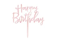 Ciasta i półprodukty do ciast - Topper na tort Happy Birthday różowe złoto - 1 szt. - miniaturka - grafika 1