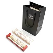 Zestawy piśmiennicze - Zestaw Pióro kulkowe Parker IM Grey GT w pudełku z torebką prezentową - miniaturka - grafika 1