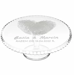 Patera szklana do ciasta z grawerem dla pary na ślub rocznicę - Tace i patery - miniaturka - grafika 1