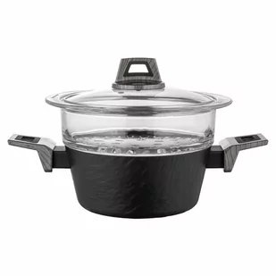 Garnek do gotowania na parze aluminiowy japandi 20cm z sitem szklanym 1,9l kod: 50W-GAR-PARA/JAPANDI - Garnki - miniaturka - grafika 1