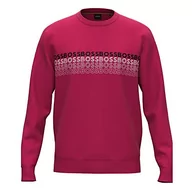 Bluzy męskie - BOSS Męska bluza Salbo 1 Regular -Fit z wielokolorowym wyszywanym logo, Medium Pink660, XXL - miniaturka - grafika 1