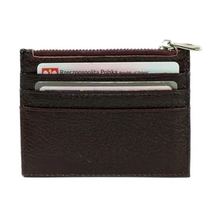 Skórzany portfel na karty z zamkiem etui slim Solier SW42 RED - Portfele - miniaturka - grafika 1