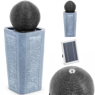 Fontanna kaskada ogrodowa solarna z oświetleniem LED kula na kolumnie 3 W - Fontanny ogrodowe - miniaturka - grafika 1