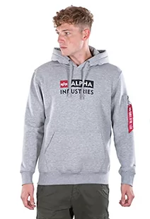 ALPHA INDUSTRIES Męska bluza z kapturem z logo Alpha Block, szary (Grey Heather), XXL - Bluzy męskie - miniaturka - grafika 1