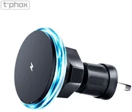 Uchwyty samochodowe do telefonów - UCHWYT SAMOCHODOWY T-PHOX M6 MAGNETIC WIRELESS DO KRATKI BLACK - miniaturka - grafika 1
