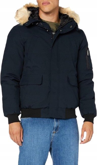 SCHOTT NYC KURTKA MĘSKA GRANATOWA PARKA Z ODPINANYM KAPTUREM L JYB