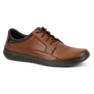 Buty męskie sznurowane skórzane 077KZ brązowe - Buty Olivier - Buty zimowe męskie - miniaturka - grafika 1