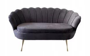 Sofa glamour muszelka 2ES szara nogi złote - Sofy i kanapy - miniaturka - grafika 1
