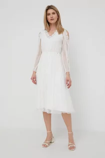 Sukienki - Nissa Nissa sukienka jedwabna kolor biały mini rozkloszowana - grafika 1
