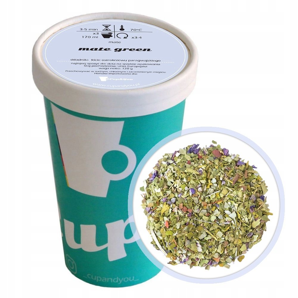 Liściasta sypana Herbata Yerba Mate GREEN ostrokrzew paragwajski EKO 120g - herbata liściasta sypana mieszanka napar susz