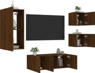 Szafki RTV - vidaXL vidaXL 5-częściowy zestaw mebli TV z LED, brązowy dąb - miniaturka - grafika 1