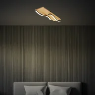 Lampy sufitowe - Briloner Lampa sufitowa LED Vinka, 55x14 cm, 2-punktowa, kolor drewna - miniaturka - grafika 1