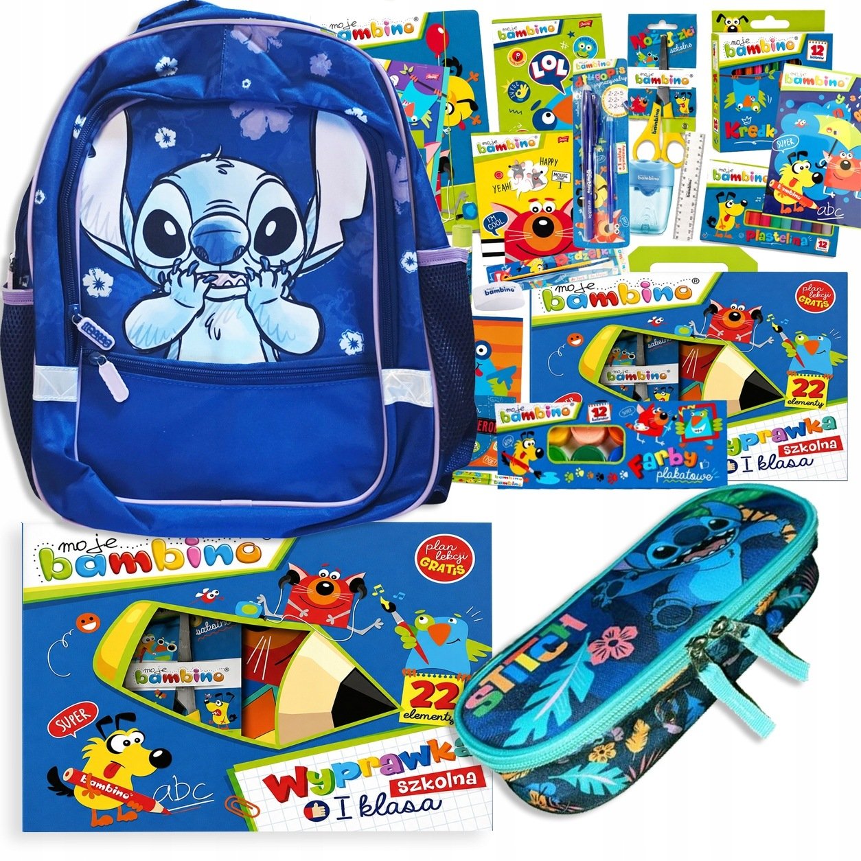 Zestaw Plecak Szkolny Stitch Piórnik Saszetka Wyprawka Bambino Przybory