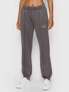 Calvin Klein Jeans Spodnie dresowe J20J218464 Szary Regular Fit - Spodnie sportowe damskie - miniaturka - grafika 1