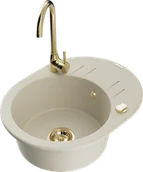 Zlewozmywaki z baterią - Mexen Kevin zlewozmywak granitowy 1-komorowy z ociekaczem i baterią kuchenną Telma, beżowy - 6517-69-670200-50 - miniaturka - grafika 1