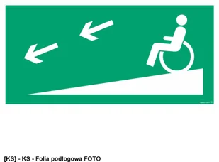 SIGNPROJECT AC079 - Droga ewakuacyjna dla niepełnosprawnych lewostronna 600x300 - Tablice BHP - miniaturka - grafika 1