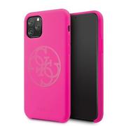 Szkła hartowane na telefon - GUESS Guess Slilicon 4G Tone on Tone Logo etui na iPhone 11 Pro (Fuchsia) GUHCN58LS4GFU - miniaturka - grafika 1