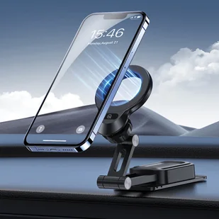 USAMS Składany uchwyt indukcyjny US-ZJ076 na deskę rozdz. czarny/black ZJ76ZJ01 - Ładowarki do telefonów - miniaturka - grafika 9