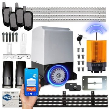 tech globe Napęd bramy Przesuwnej Zestaw 1500kg 4 piloty lampa Led Wifi