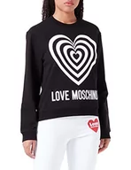 Bluzy damskie - Love Moschino Damska bluza o regularnym kroju z okrągłym dekoltem, czarna, rozmiar 46 (DE), czarny - miniaturka - grafika 1