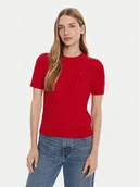 Swetry damskie - Tommy Hilfiger Sweter WW0WW45656 Czerwony Regular Fit - miniaturka - grafika 1