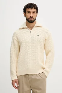 Lacoste sweter z dodatkiem wełny męski kolor beżowy ciepły z golferm AH5205 - Swetry męskie - miniaturka - grafika 1