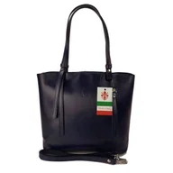 Torebki damskie - Torebka na ramię Vera Pelle ,Włoski skórzany kuferek format A4, Granatowa KM446BS - miniaturka - grafika 1