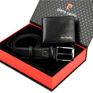 Męski zestaw prezentowy portfel i elegancki pasek do spodni Pierre Cardin - Paski - miniaturka - grafika 1