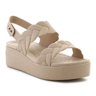 Sandały damskie - Sandały Crocs Brooklyn Woven Low Wedge 209977-212 beżowy - miniaturka - grafika 1