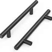 Zawiasy, okucia i inne akcesoria - Dwa czarne uchwyty kuchenne, szczotkowane ażurowe uchwyty szafek, klamki ze stali nierdzewnej, w zestawie śruby, rozstaw otworów 12 mm - miniaturka - grafika 1