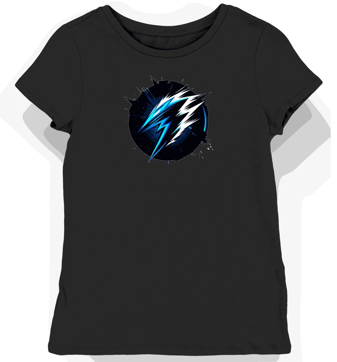 Koszulka damska czarna z motywem błyskawicy drużyn e-sportowych S