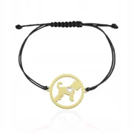 Bransoletki - Bransoletka Złota z Czarny Terier Rosyjski 925 Prezent Sznurek GRAWER - miniaturka - grafika 1