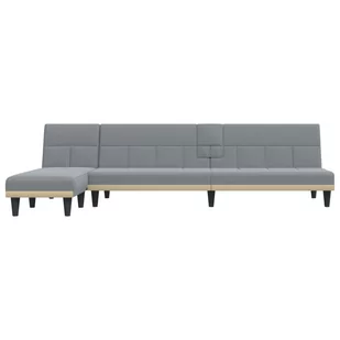 Sofa rozkładana L, jasnoszara, 255x140x70 cm, tkanina Lumarko! - Narożniki - miniaturka - grafika 4